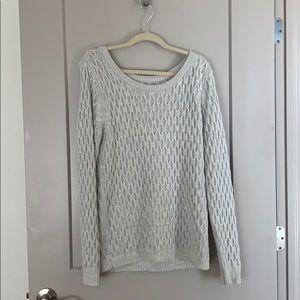 light gray cable knit sweater